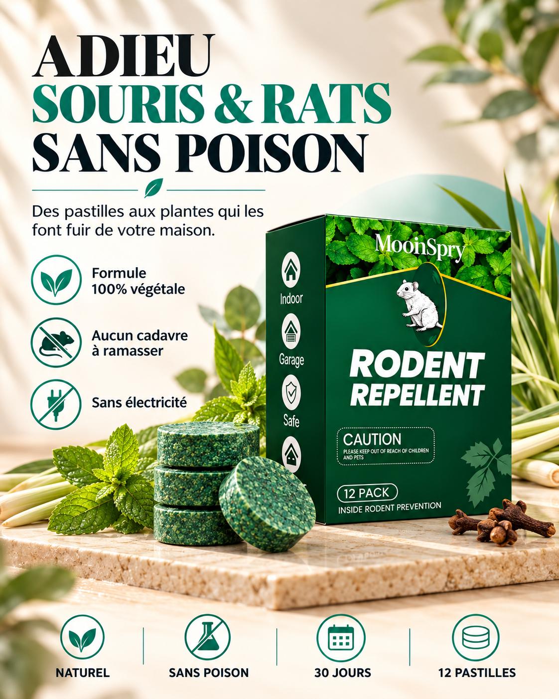 Pastilles Répulsives Anti-Souris & Rats — Sans Poison