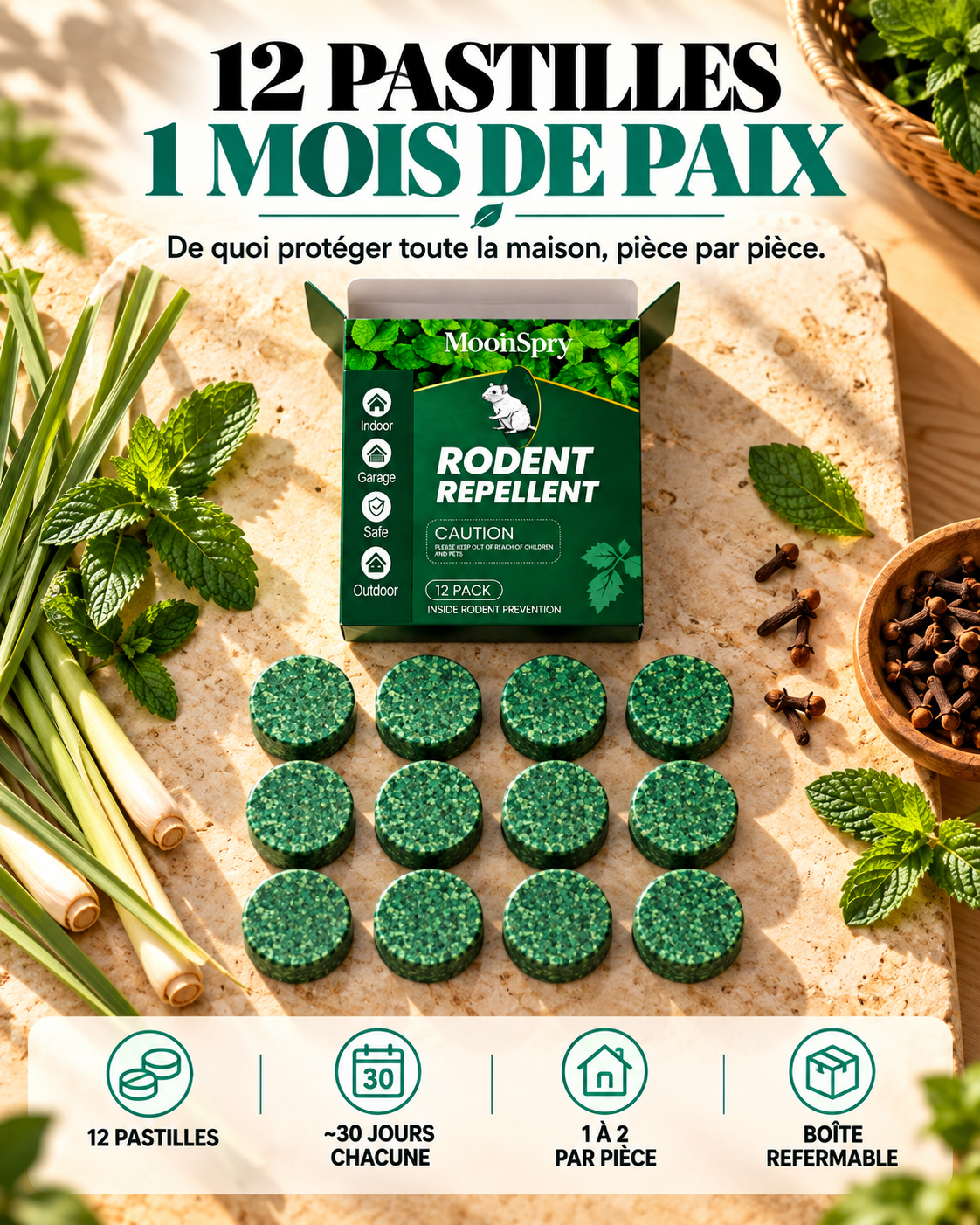 Pastilles Répulsives Anti-Souris & Rats — Sans Poison